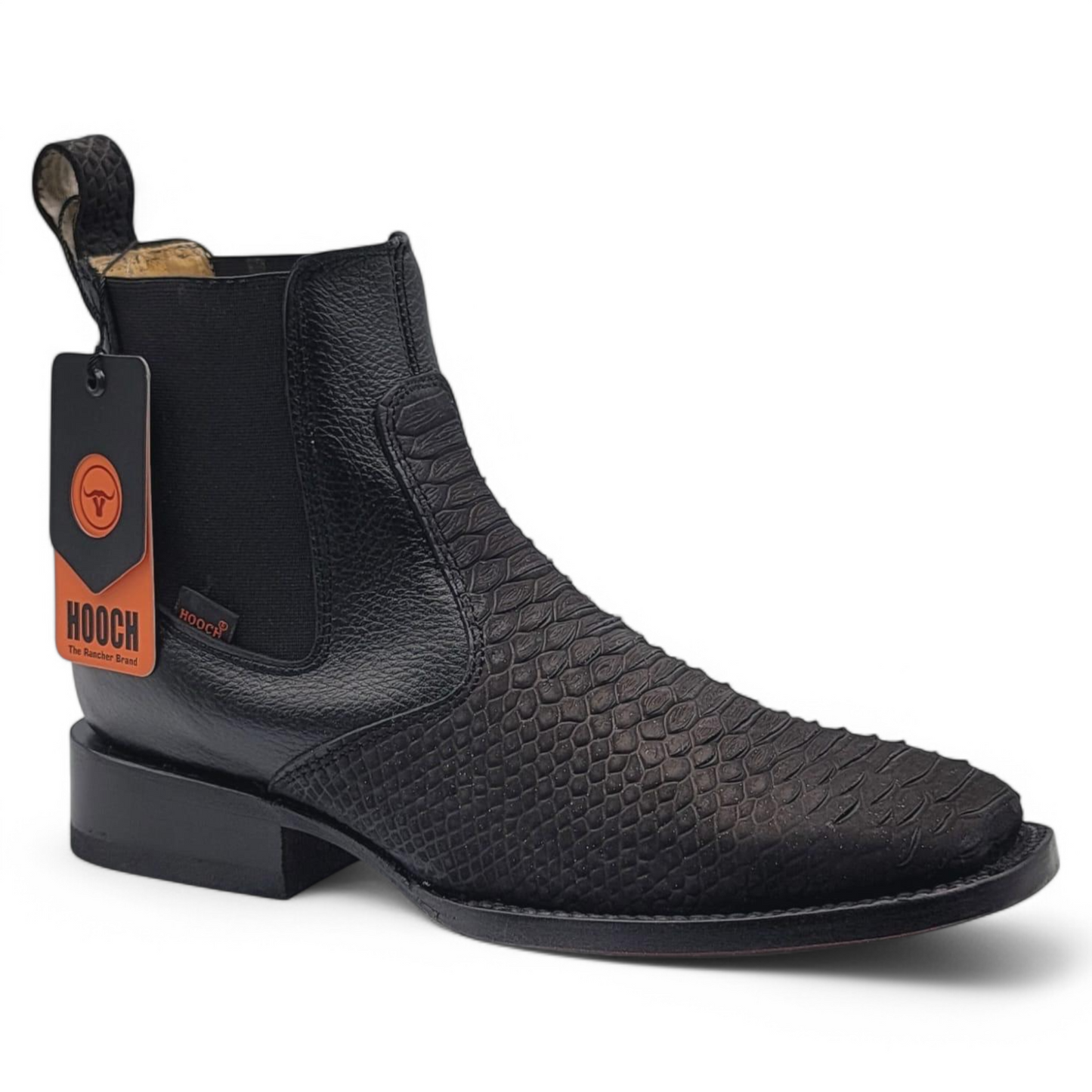 Men's Hooch Python PRINT Chelsea Boots Black Handmade