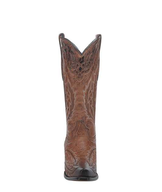 Women's Corral Cognac Genuine Leather Boots with Embroidery