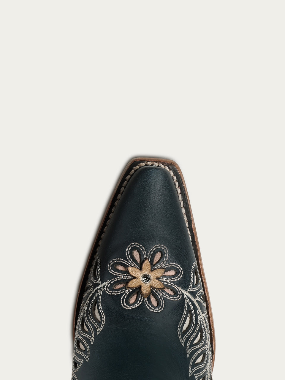 Women's Corral Navy Blue Genuine Leather Boots with Laser & FLOWERS-BIRDS & Inlay & Crystals Tall Top