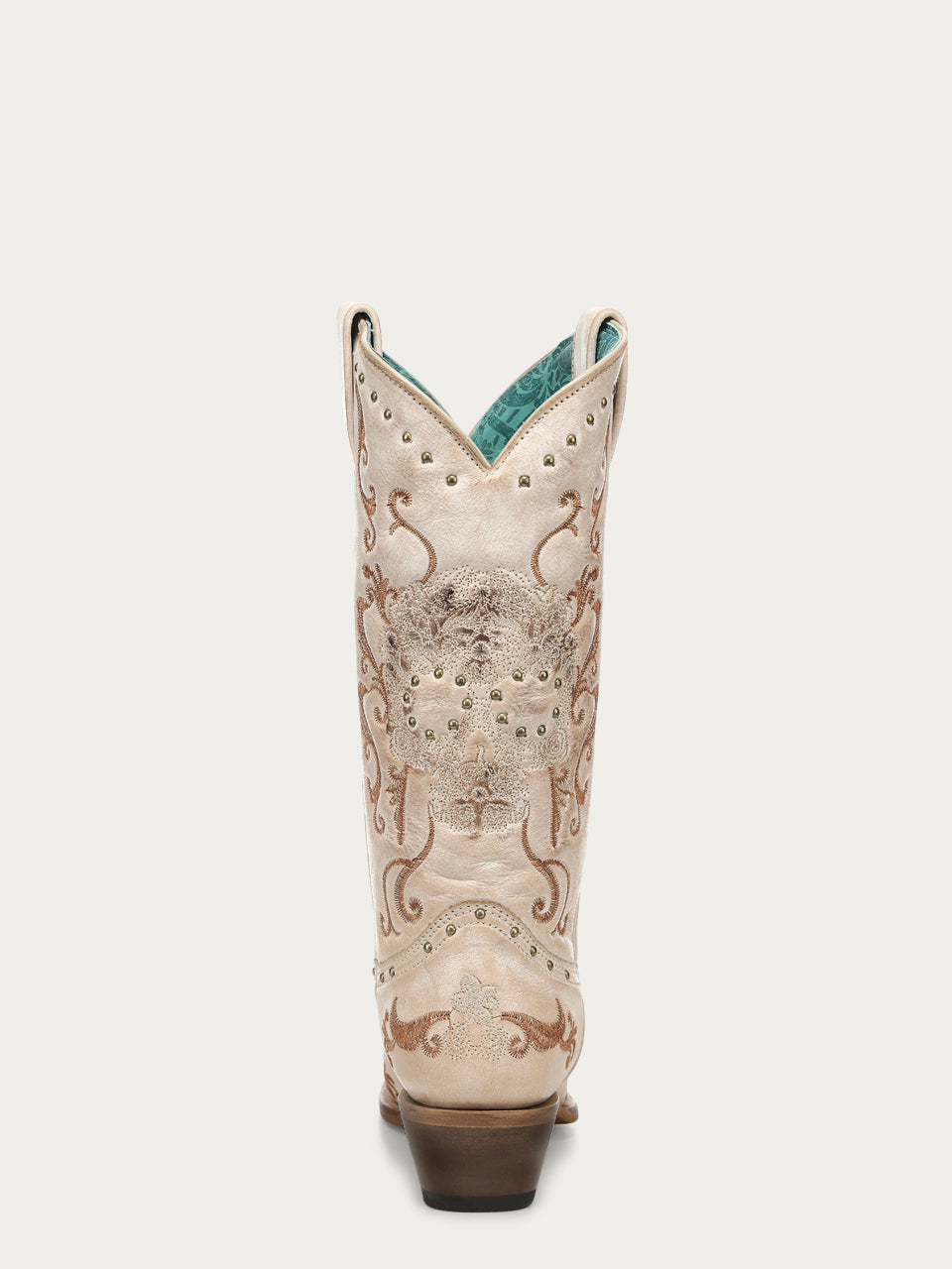 Women's Corral Straw Genuine Leather Boots with Floral Skull Embroidery & Studs