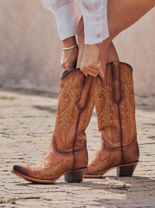 Women's Corral Shedron Genuine Leather Boots with Flames Embroidery