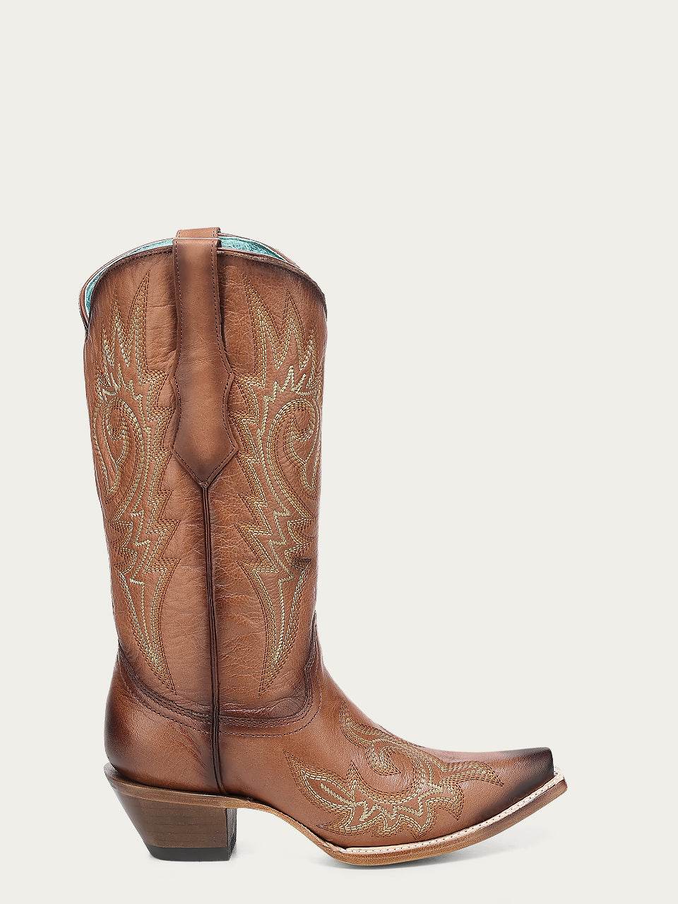 Women's Corral Shedron Genuine Leather Boots with Flames Embroidery