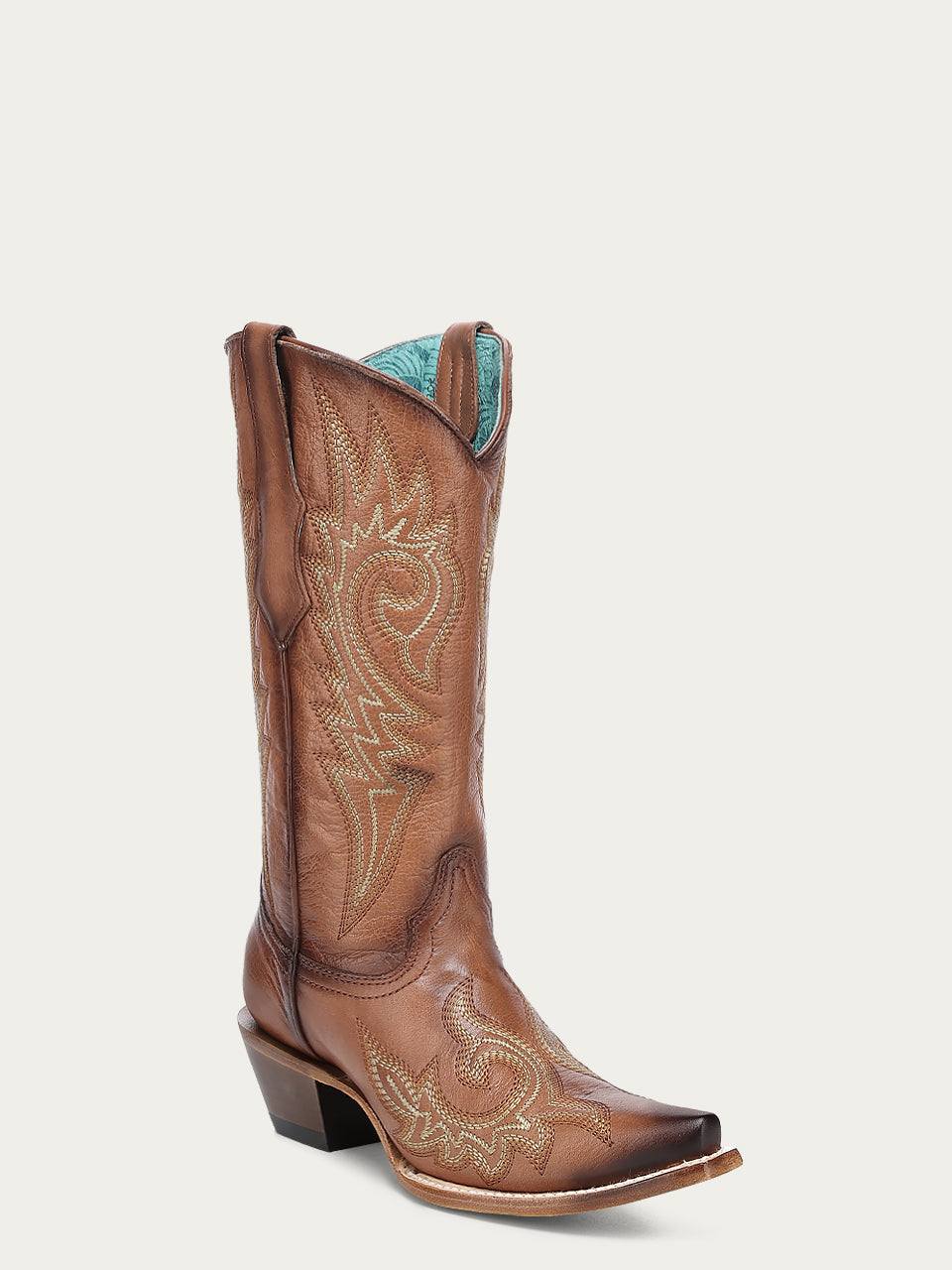 Women's Corral Shedron Genuine Leather Boots with Flames Embroidery