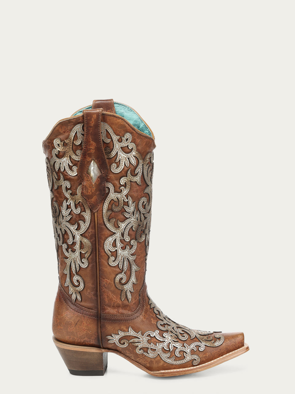 Women's Corral Shedron Genuine Leather Boots with Overlay & Embroidery & Studs