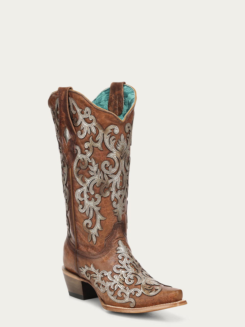Women's Corral Shedron Genuine Leather Boots with Overlay & Embroidery & Studs