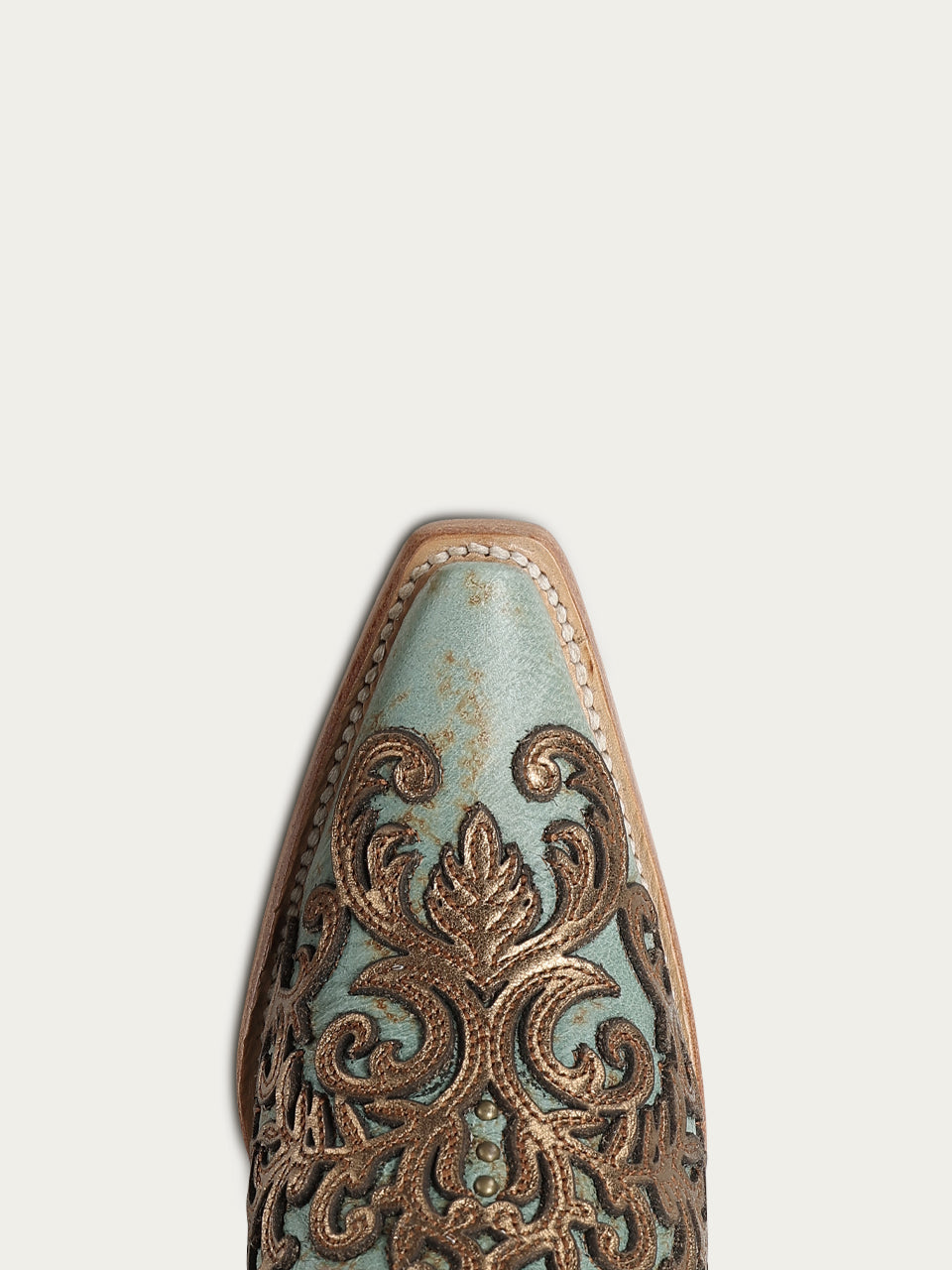 Women's Corral Turquoise Genuine Leather Boots with Overlay & Embroidery & Studs
