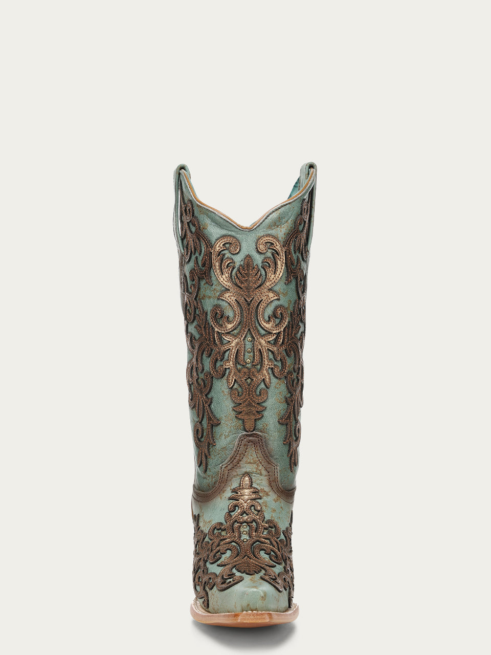 Women's Corral Turquoise Genuine Leather Boots with Overlay & Embroidery & Studs