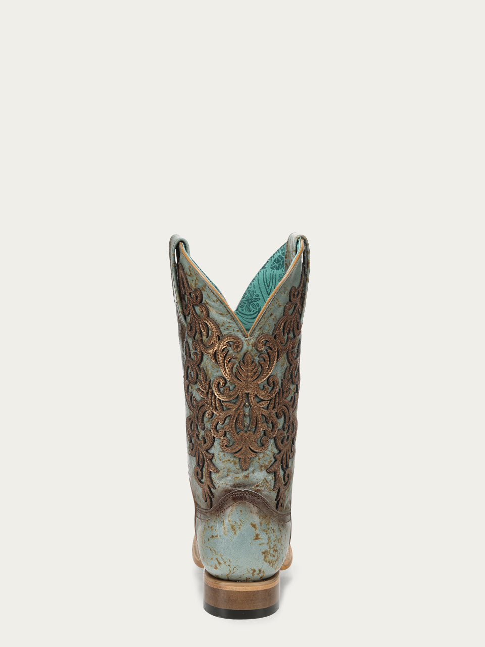 Women's Corral Turquoise Genuine Leather Boots with Gold Overlay & Embroidery