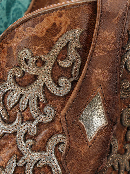Women's Corral Shedron Genuine Leather Boots with Overlay & Embroidery