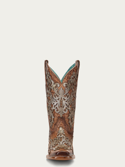 Women's Corral Shedron Genuine Leather Boots with Overlay & Embroidery