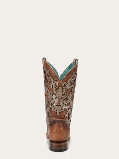 Women's Corral Shedron Genuine Leather Boots with Overlay & Embroidery