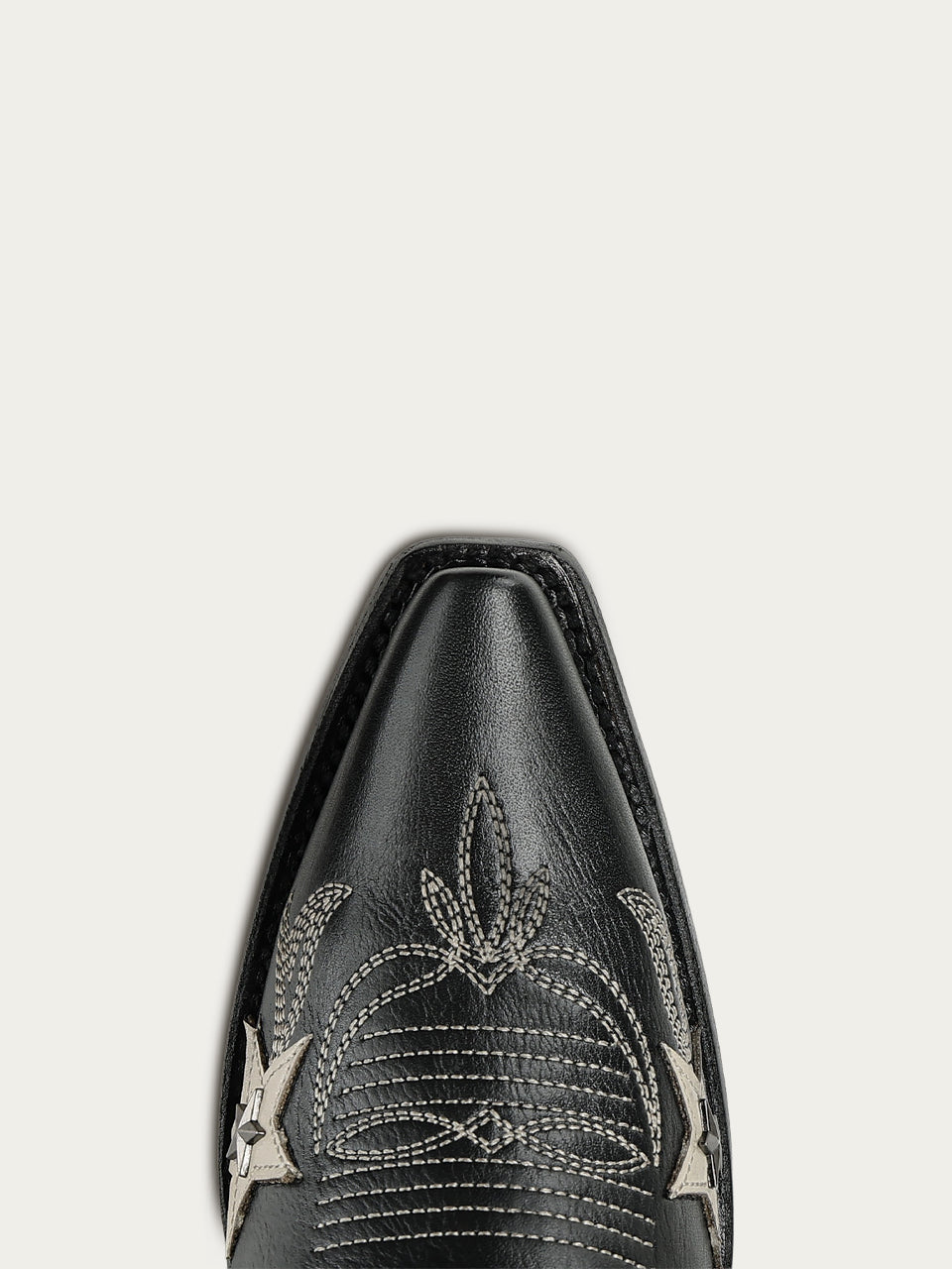 Women's Corral Black Genuine Leather Boots with Embroidery & Stars Overlay & Studs