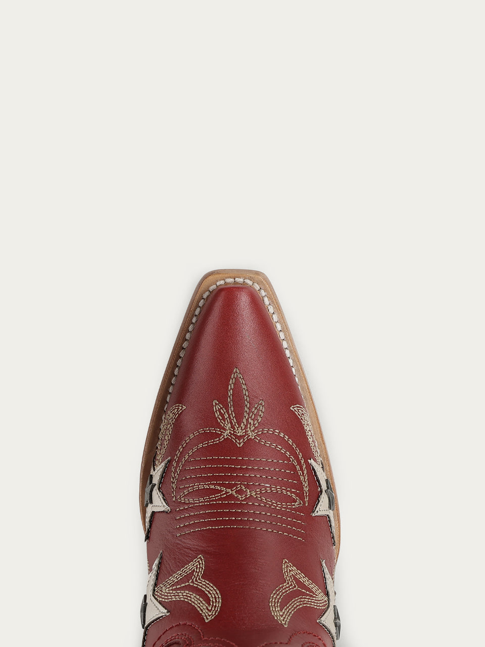 Women's Corral Red Genuine Leather Boots with Embroidery & Stars Overlay & Studs