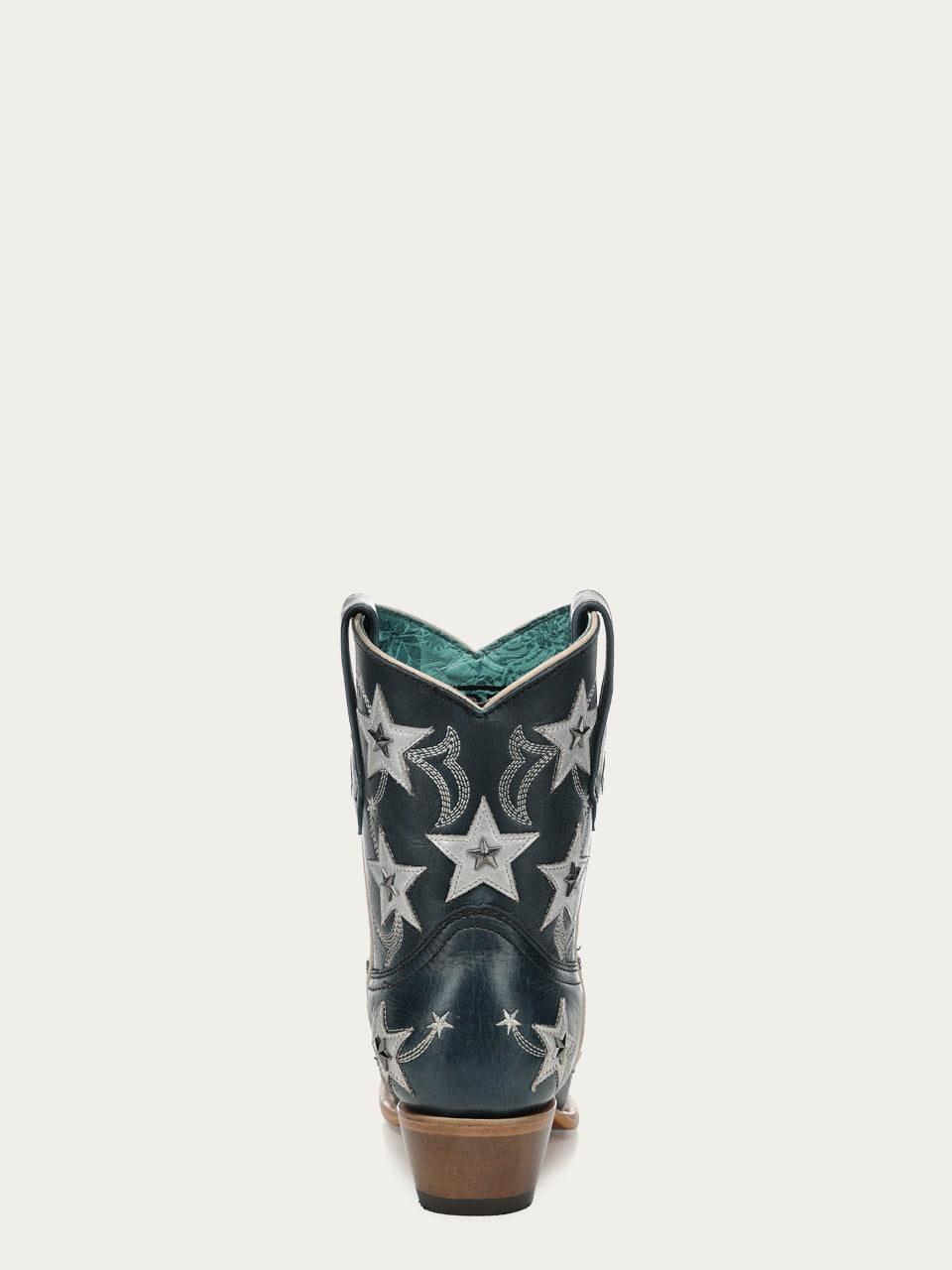 Women's Corral Navy Blue Genuine Leather Boots with Embroidery & Stars Overlay & Studs Ankle Boot