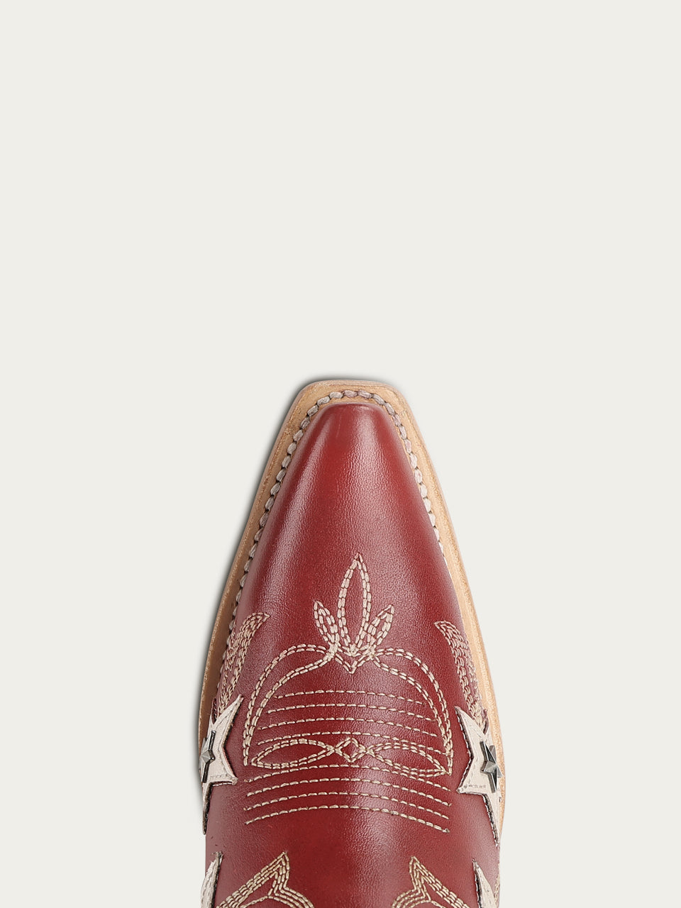Women's Corral Red Genuine Leather Boots with Embroidery & Stars Overlay & Studs Tall Top