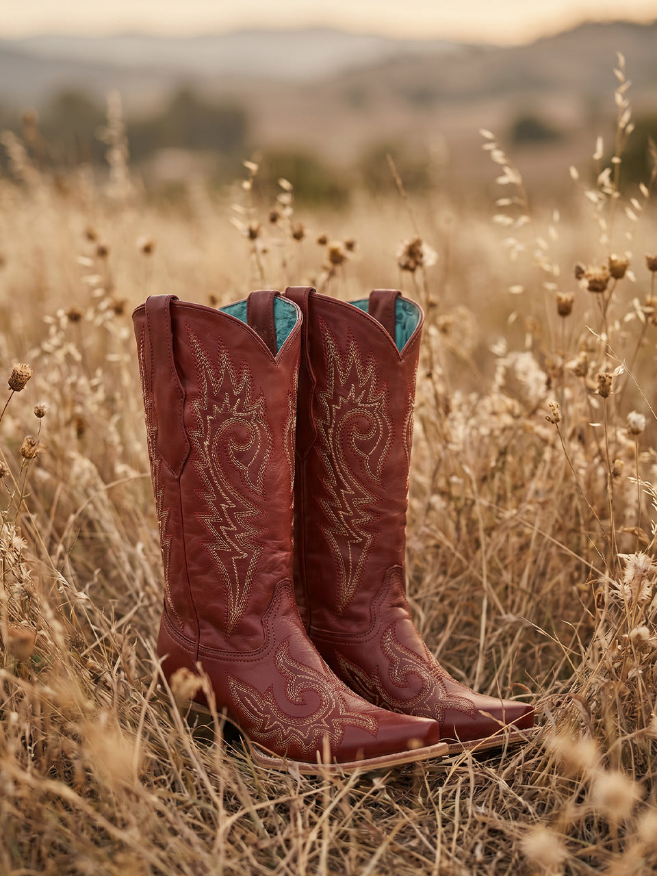 Women's Corral Red Genuine Leather Boots with Flames Embroidery