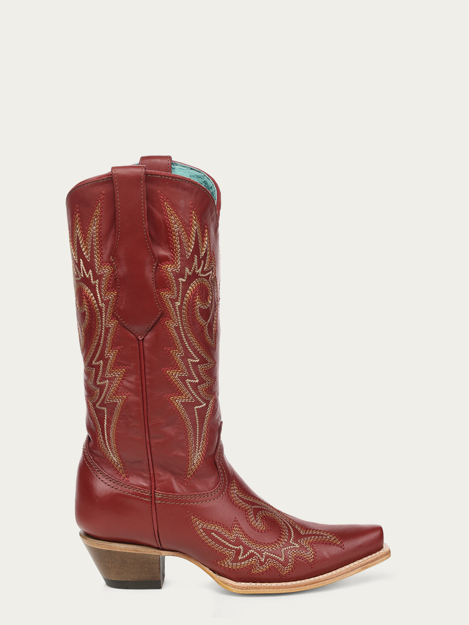 Women's Corral Red Genuine Leather Boots with Flames Embroidery
