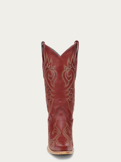 Women's Corral Red Genuine Leather Boots with Flames Embroidery