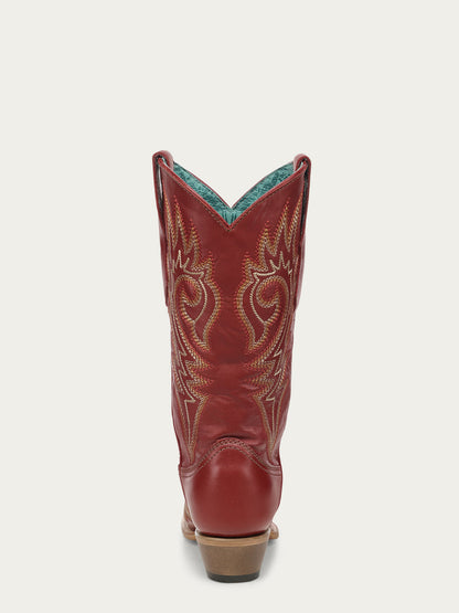 Women's Corral Red Genuine Leather Boots with Flames Embroidery