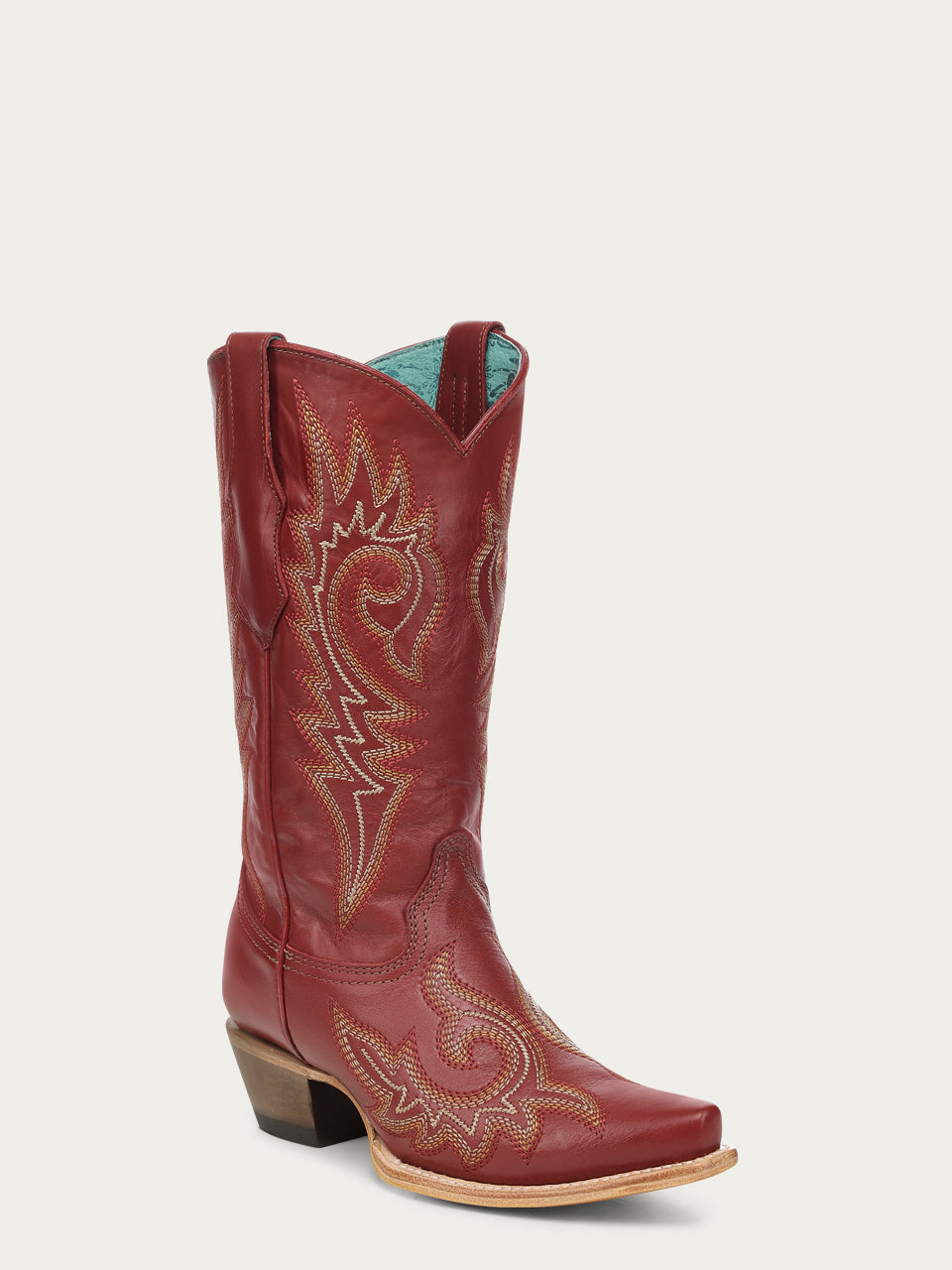Women's Corral Red Genuine Leather Boots with Flames Embroidery