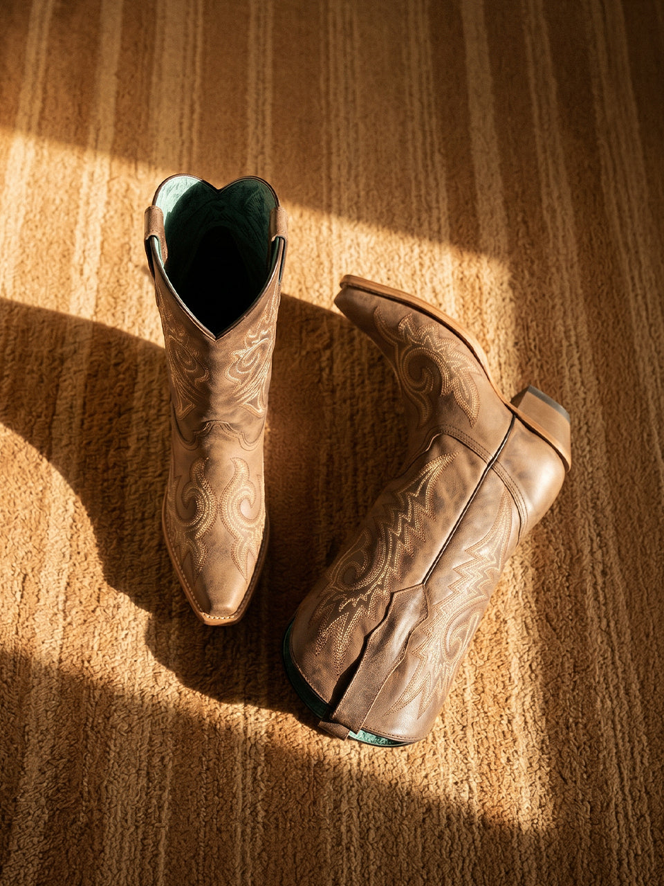 Women's Corral Brown Genuine Leather Boots with Flames Embroidery