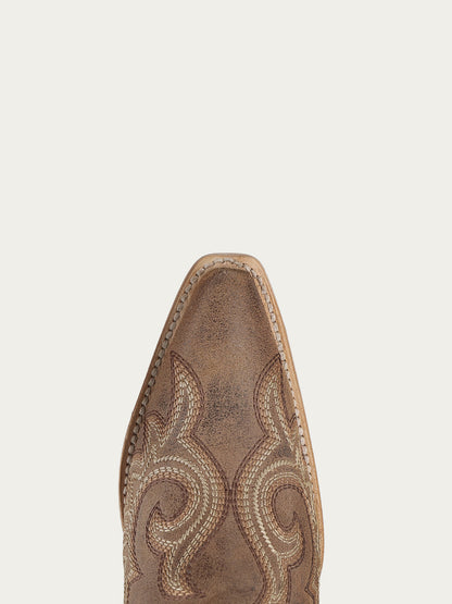Women's Corral Brown Genuine Leather Boots with Flames Embroidery