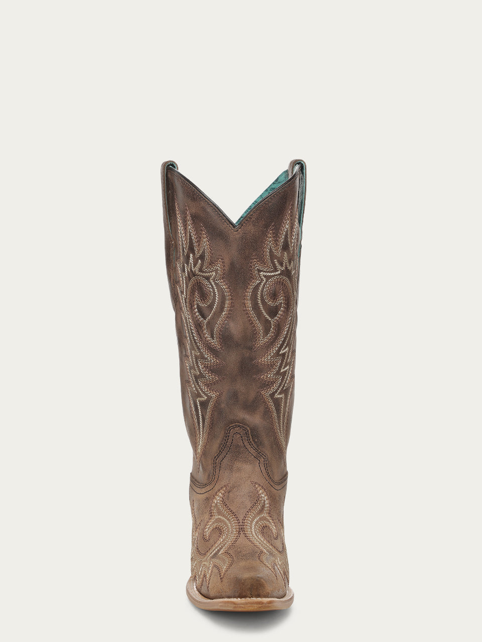 Women's Corral Brown Genuine Leather Boots with Flames Embroidery