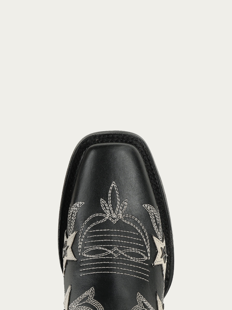Women's Corral Black Genuine Leather Boots with Embroidery & Stars Overlay & Studs