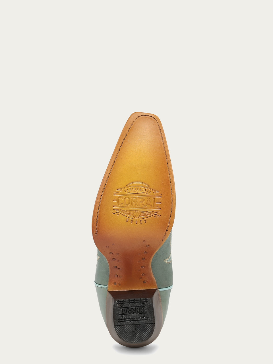 Women's Corral Aqua Genuine Leather Boots with Curved Embroidery Pattern Tall Top