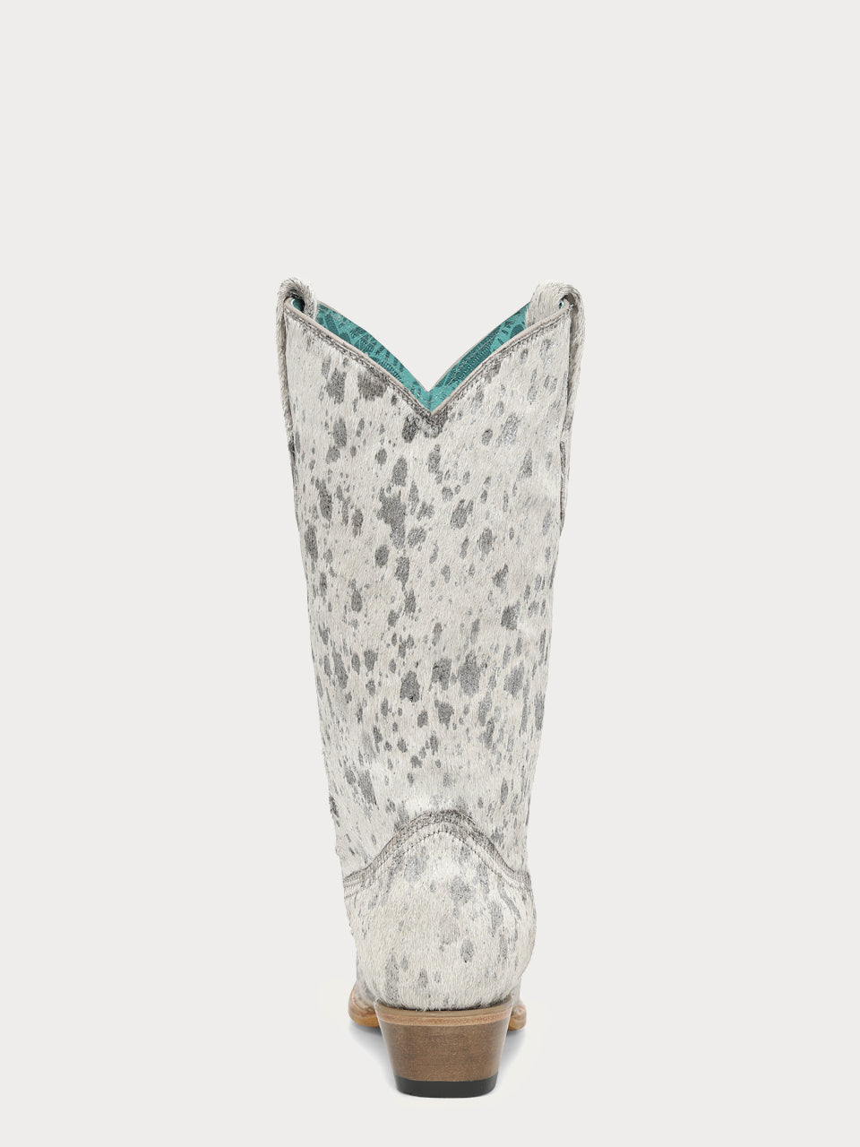Women's Corral Bone Genuine Leather Boots with Hair Leather with Silver Paint Splater Cowboy Boot