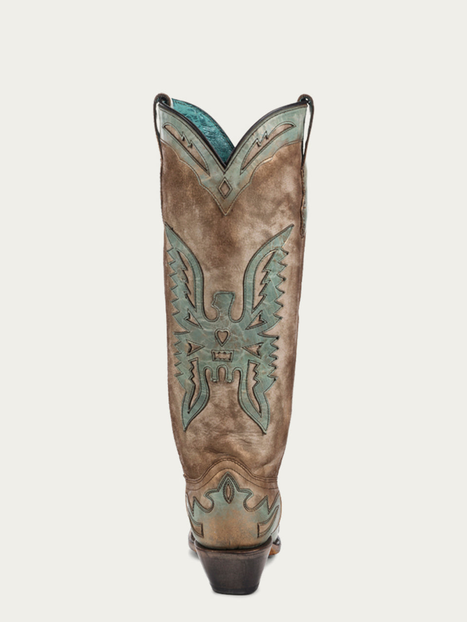 Women's Corral Bone Genuine Leather Boots with Turquoise Eagle Overlay