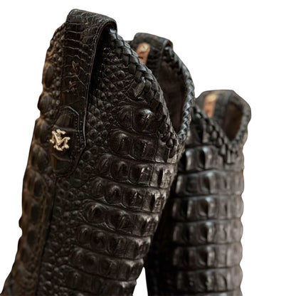 Men's El Malcreado Black Genuine American Alligator Hornback Boots Handmade