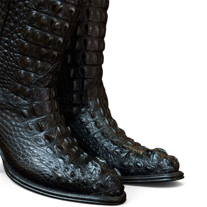 Men's El Malcreado Black Genuine American Alligator Hornback Boots Handmade