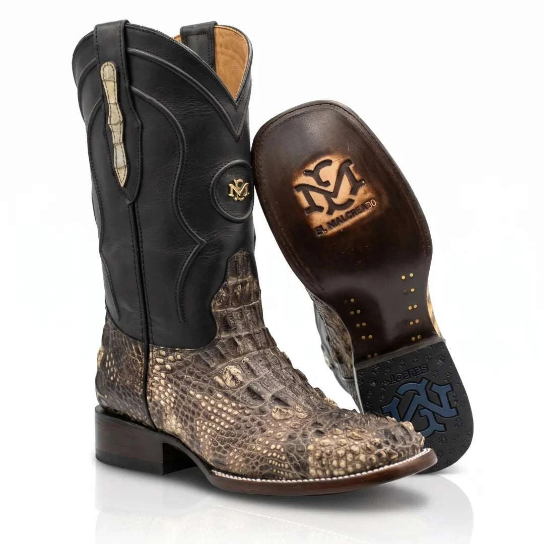 Men's El Malcreado Natural Genuine American Alligator Hornback Boots Handmade