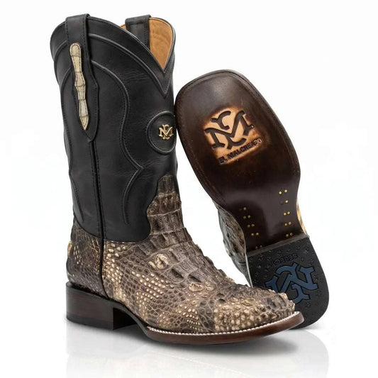 Men's El Malcreado Natural Hornback Alligator boots handmade with genuine American Alligator skin and leather