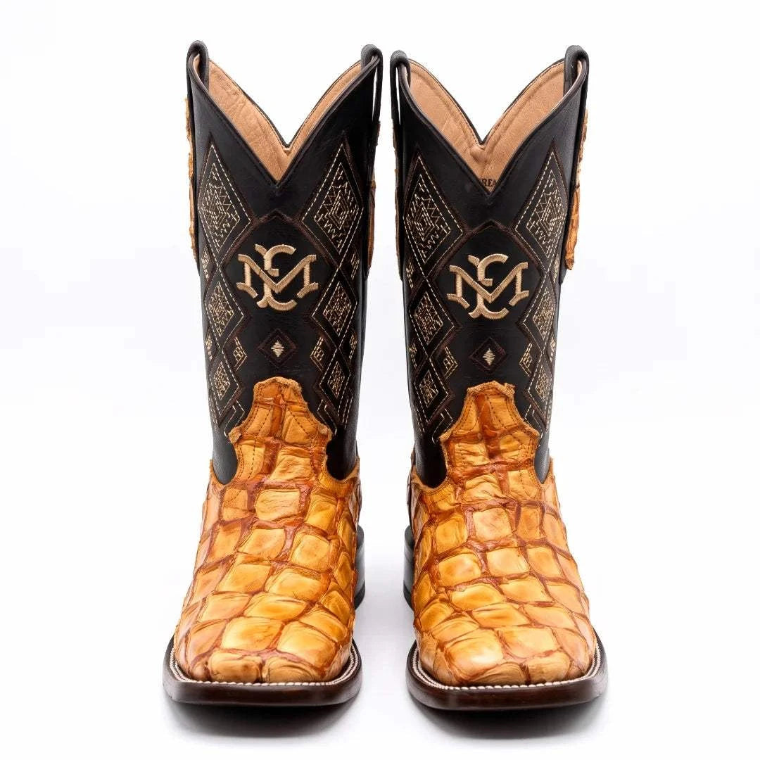 Men's El Malcreado Cognac Genuine Pirarucu Fish Boots Handmade