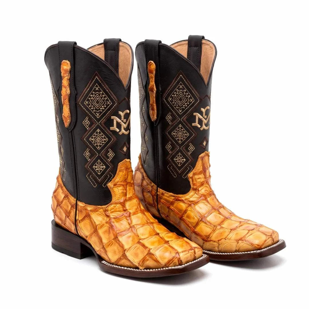 Men's El Malcreado Cognac Genuine Pirarucu Fish Boots Handmade