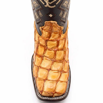 Men's El Malcreado Cognac Genuine Pirarucu Fish Boots Handmade