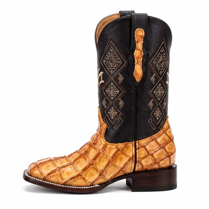 Men's El Malcreado Cognac Genuine Pirarucu Fish Boots Handmade