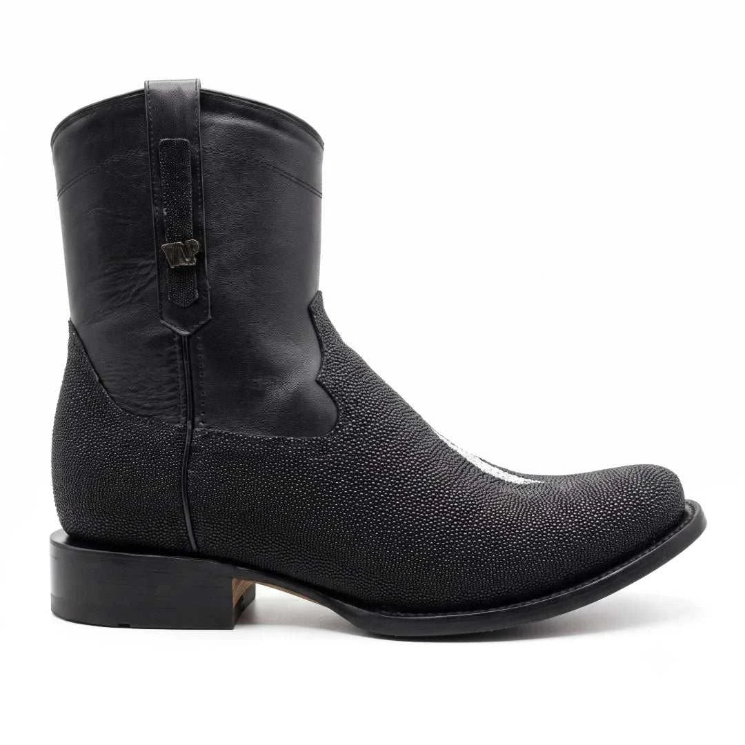 Men's El Malcreado Moy Black Genuine Stingray Botin Boots Handmade