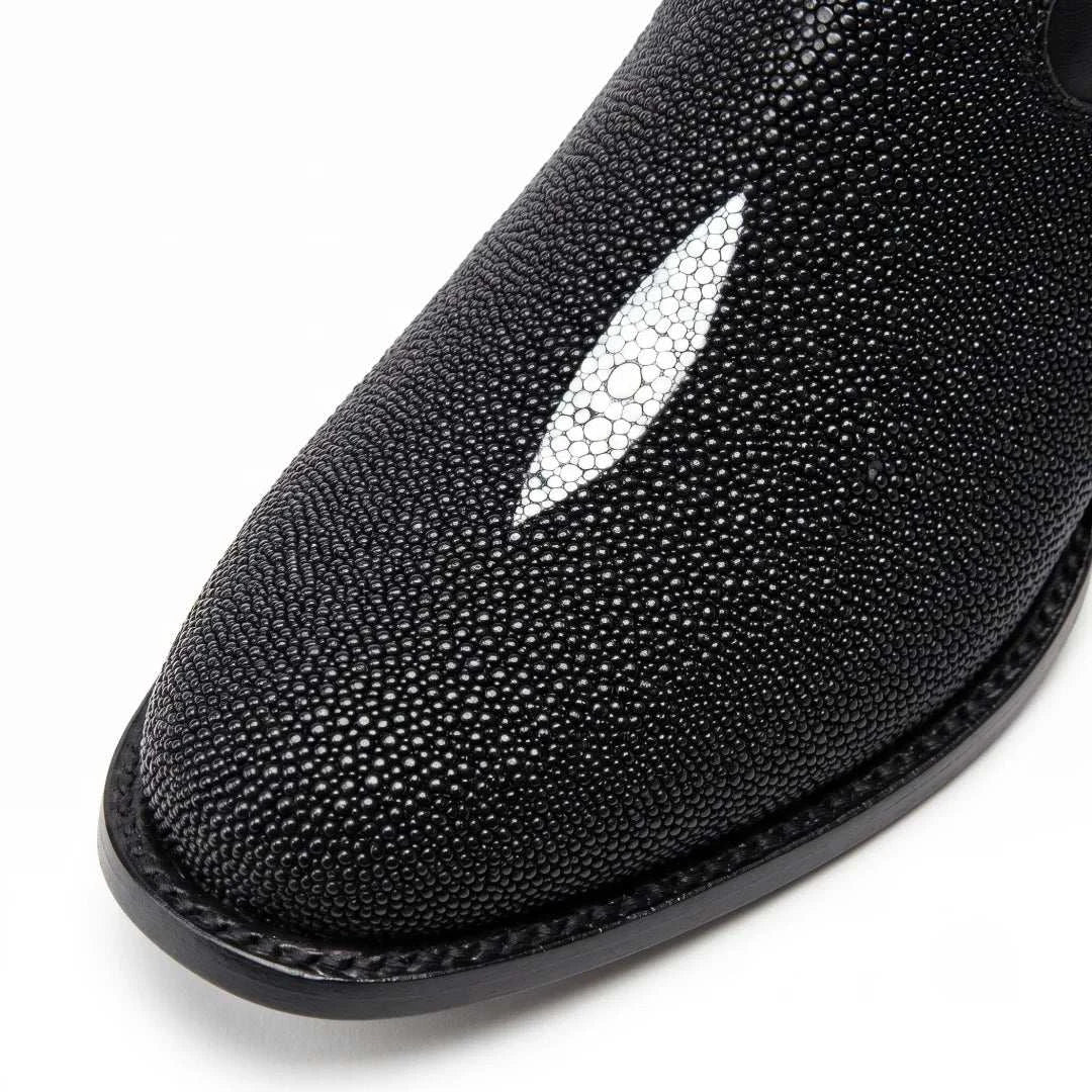 Men's El Malcreado Moy Black Genuine Stingray Botin Boots Handmade