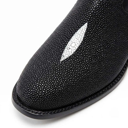 Men's El Malcreado Moy Black Genuine Stingray Botin Boots Handmade