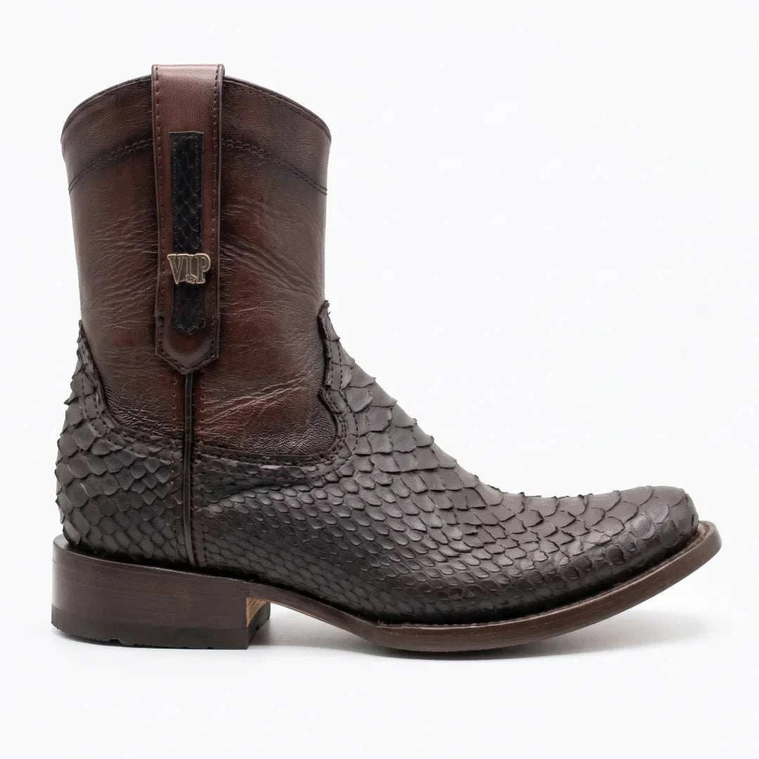 Men's El Malcreado Moy Tobacco Genuine Suede Python Botin Boots Handmade