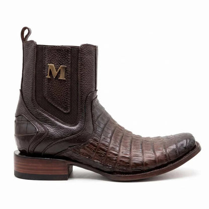 Men's El Malcreado Roy Tobacco Genuine Caiman Belly Boots Handmade