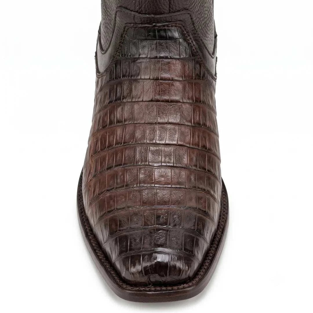 Men's El Malcreado Roy Tobacco Genuine Caiman Belly Boots Handmade