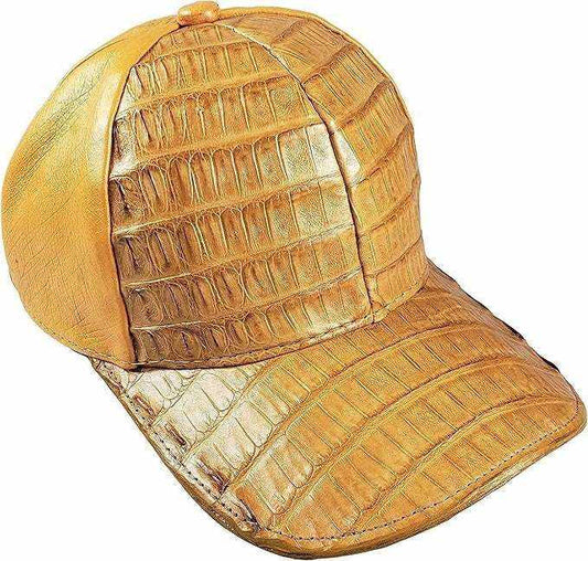 handmade genuine buttercup caiman crocodile leather adjustable cap