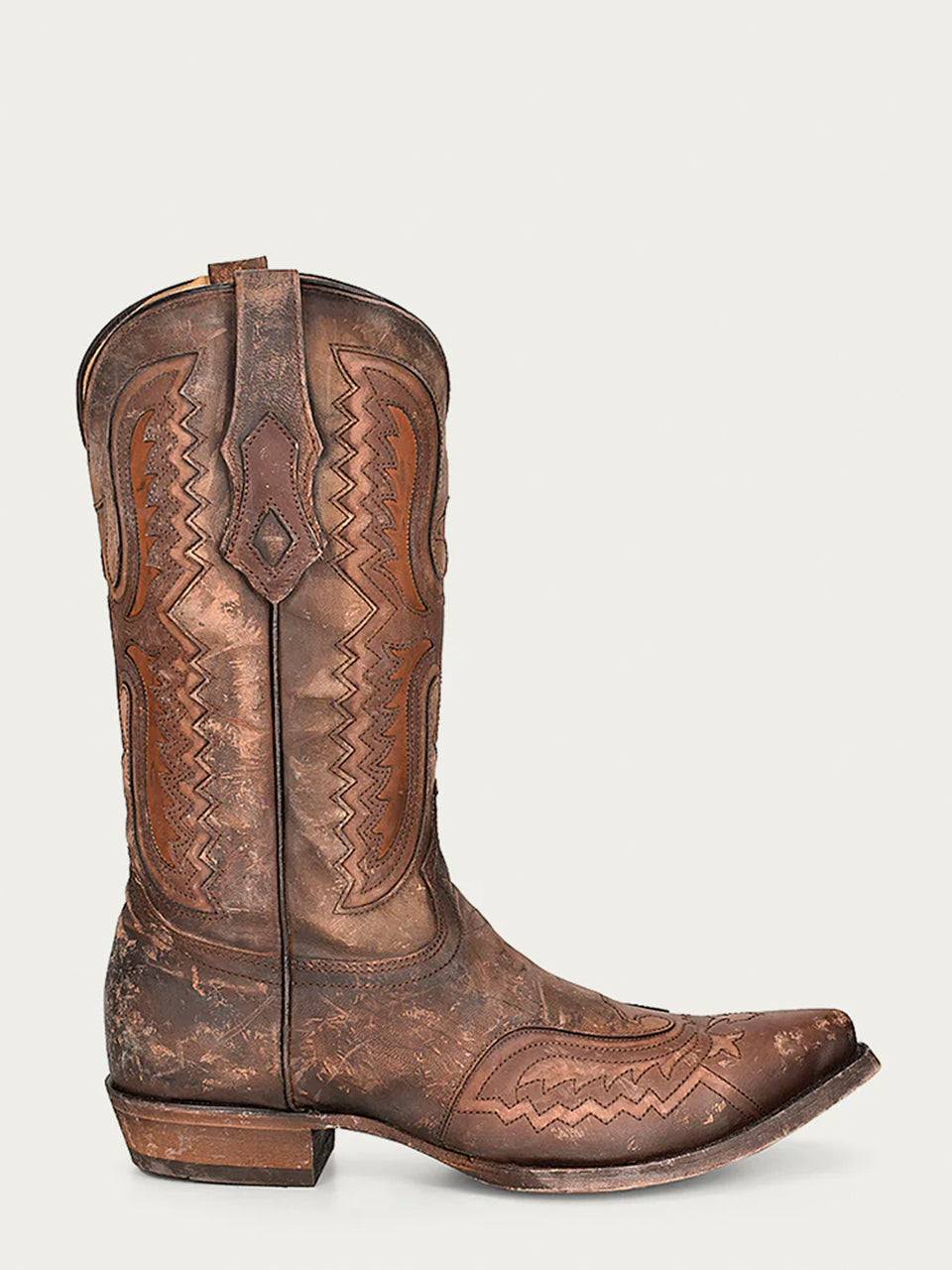 Men's Corral Distressed Tan Genuine Eagle Boots with Embroidery