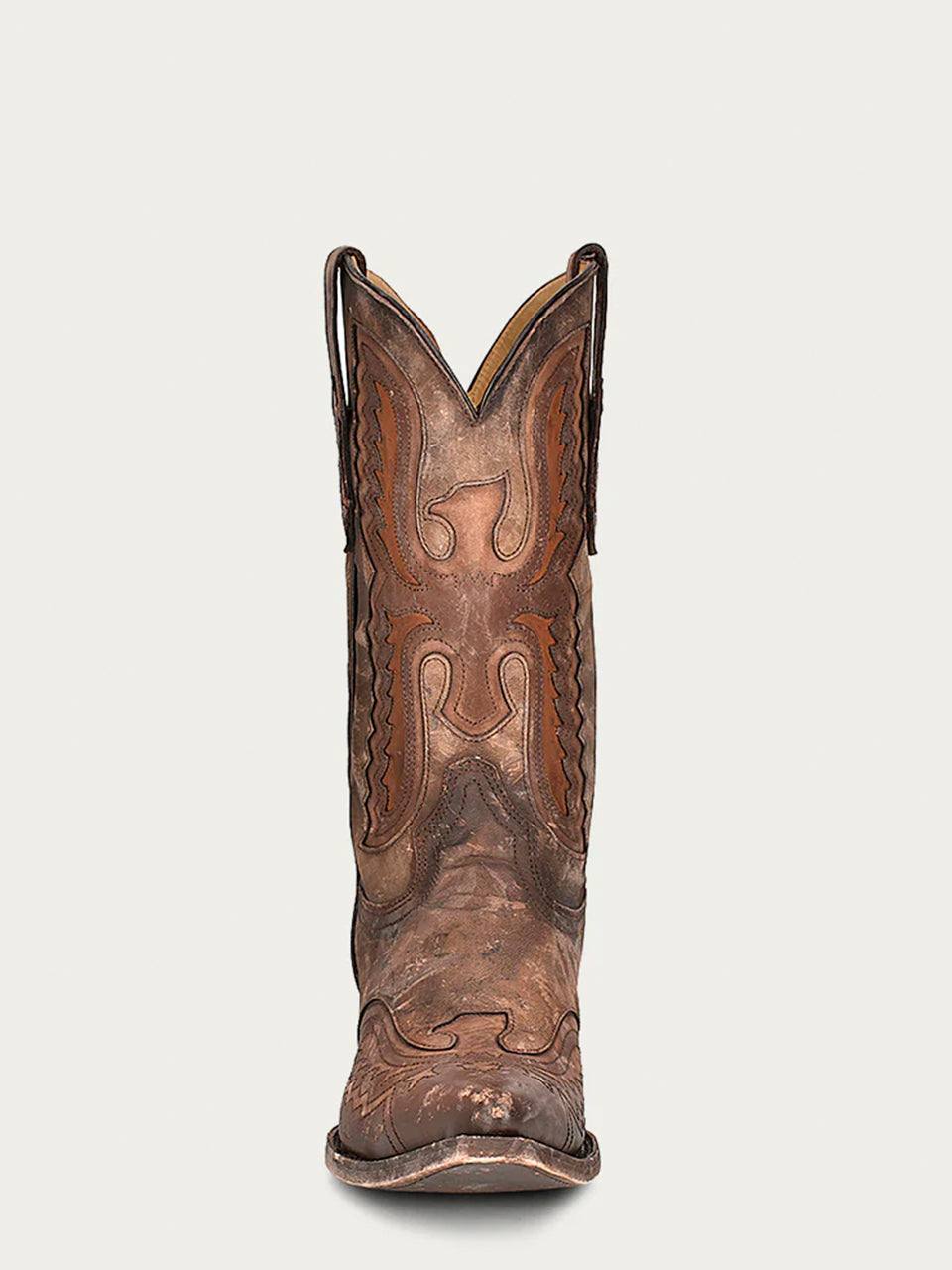 Men's Corral Distressed Tan Genuine Eagle Boots with Embroidery