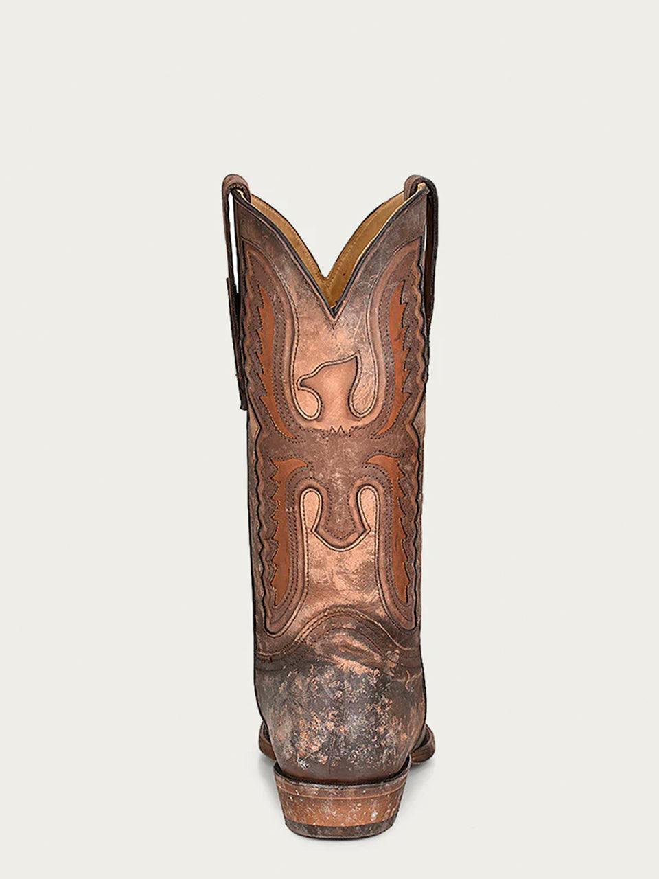Men's Corral Distressed Tan Genuine Eagle Boots with Embroidery