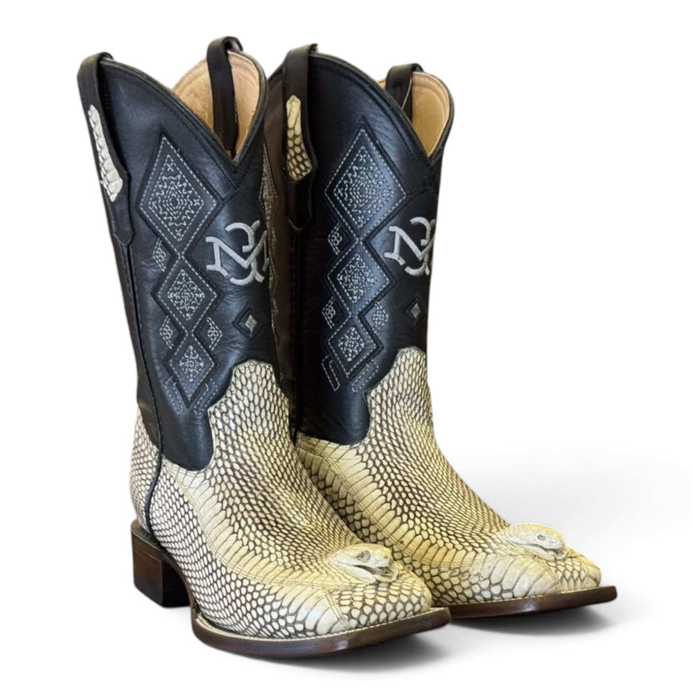 Men's El Malcreado Natural Genuine Cobra Head Boots Handmade